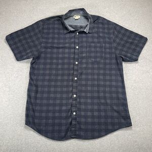 Haggar Shirt Mens XL Blue Black Plaid Short Sleeve Button Up